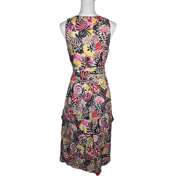 Irene Van Ryb Sea Shell Coral Print Cotton Midi Dress Size French Size 40/US 8 - Picture 5 of 11